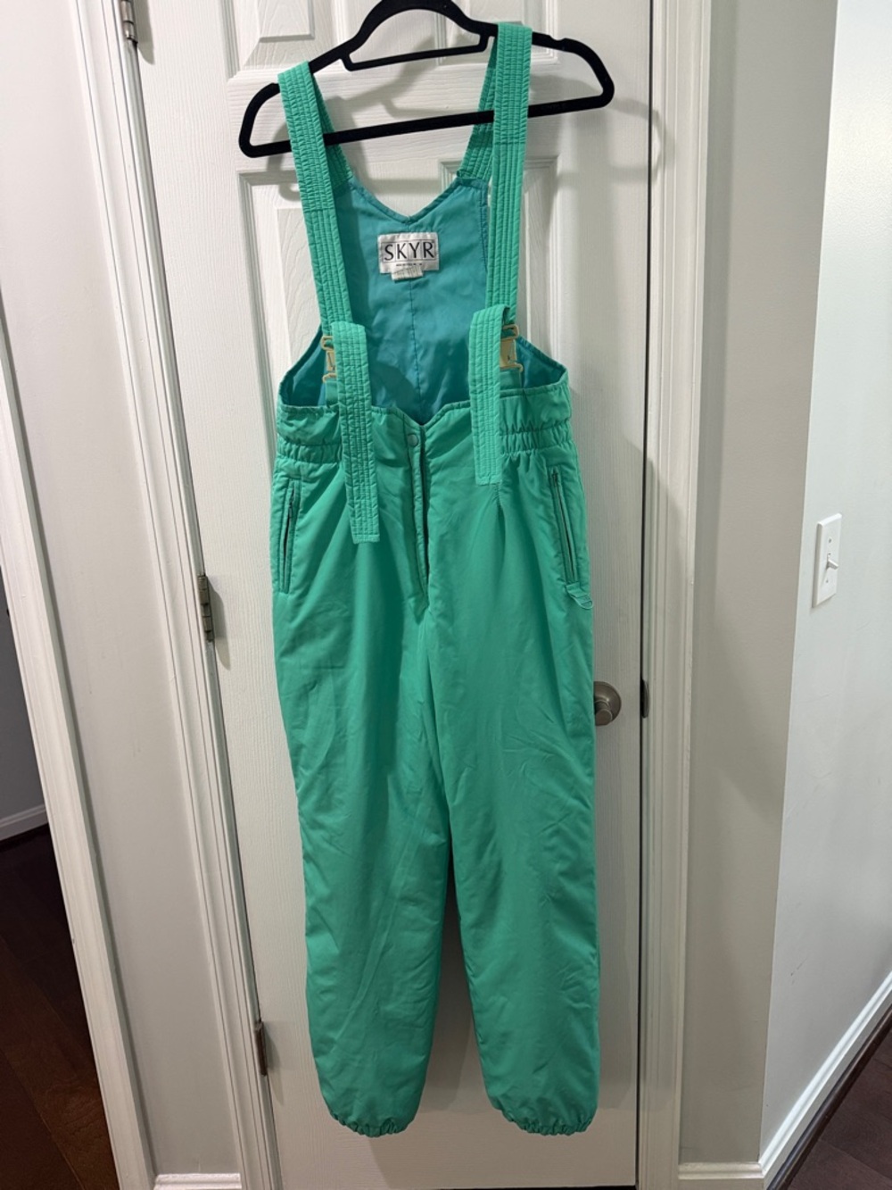 SKYR Vintage Women's Teal Ski Bib Pants - approximate current size 6/8